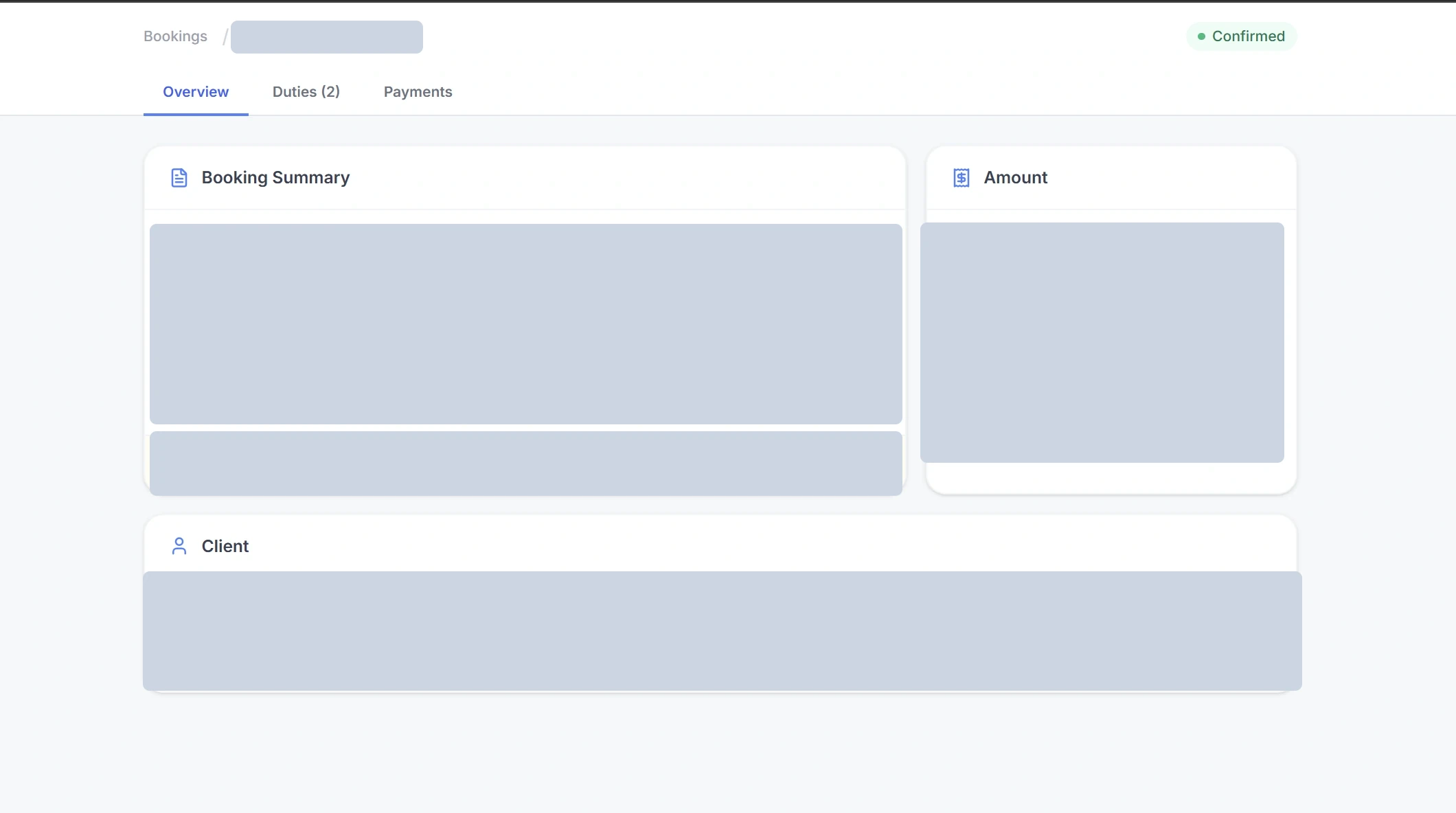 Redacted Fleetovo booking overview interface