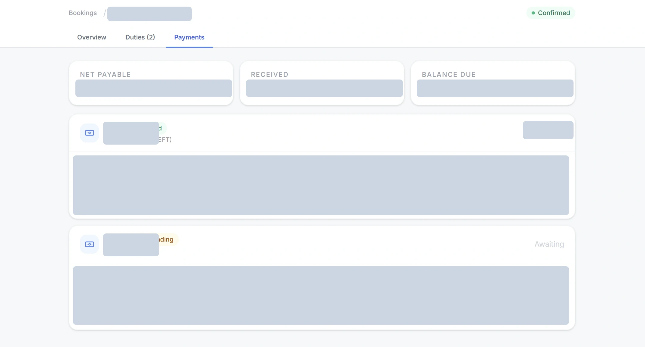Redacted Fleetovo payment details interface